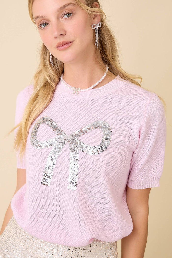Bow Bliss Sequin Knit Top