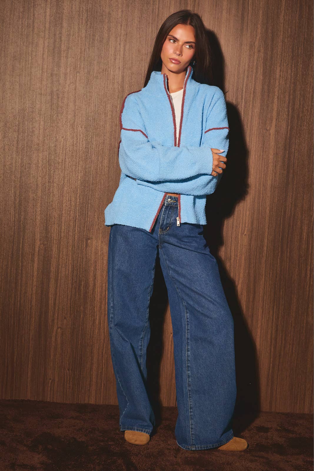 Ellen Front Zipper Sweater Jacket