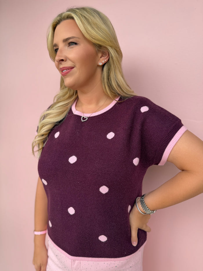 Pretty in Plum Polka Dot Sweater