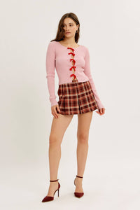 Sweetheart Bow-Tie Ribbed Top