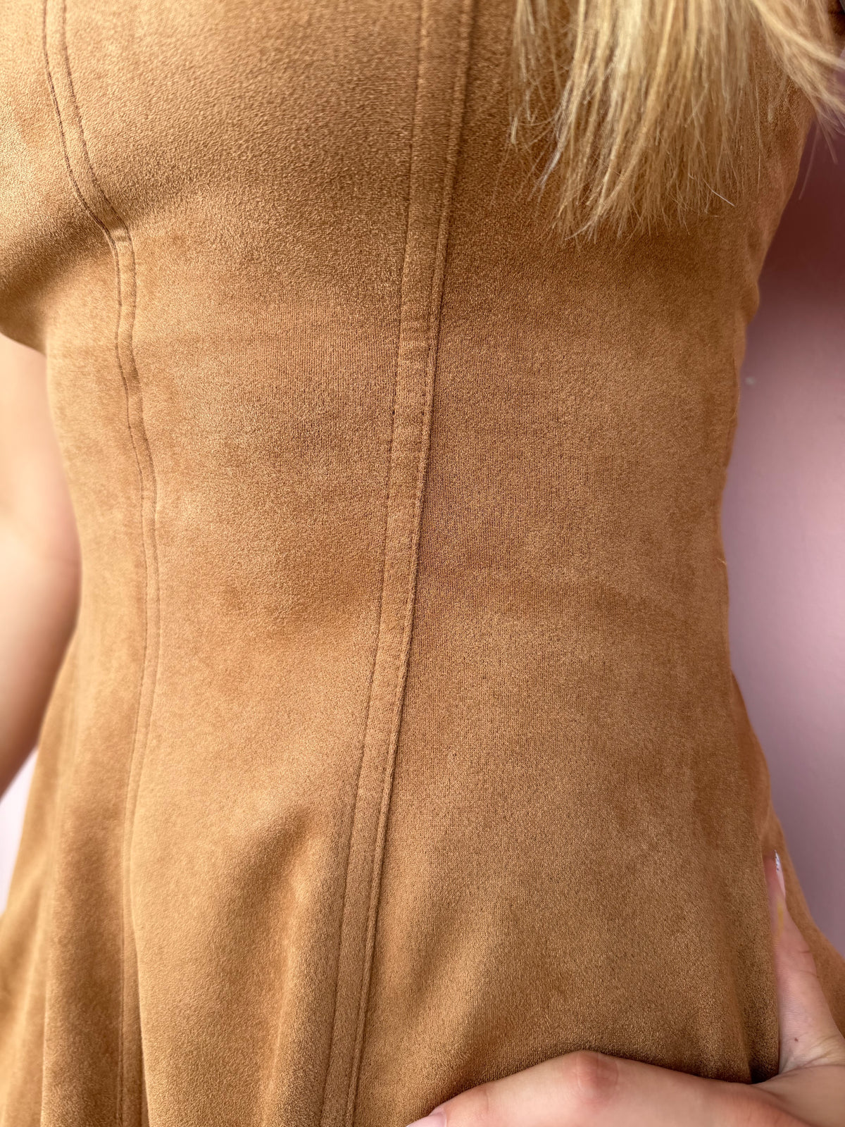 Mocha Mirage Open-Back Dress