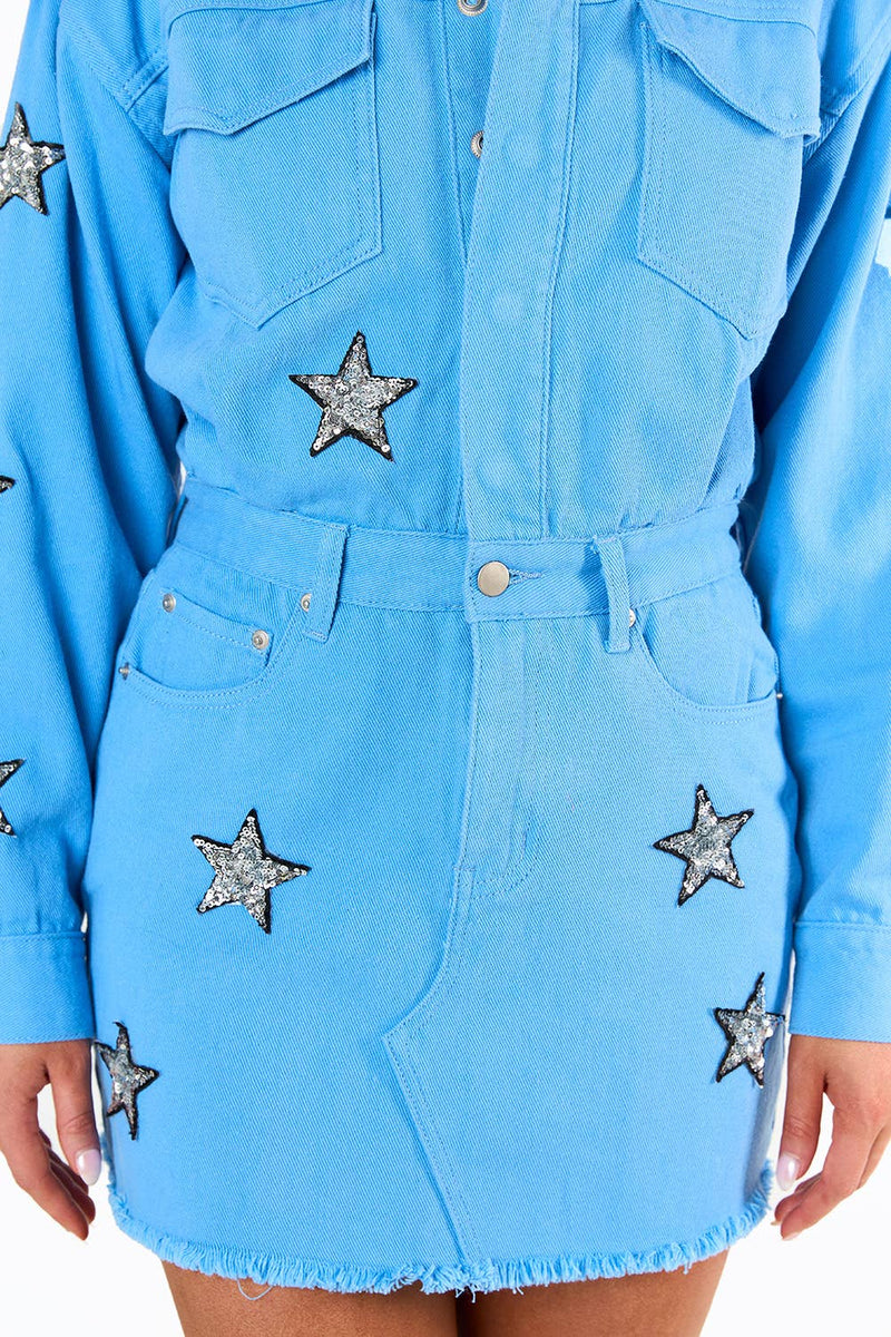Raelynn Sky Star Denim Dress – P. Elyse Boutique
