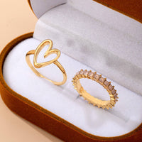 Baguette Crystal Heart Open Ring