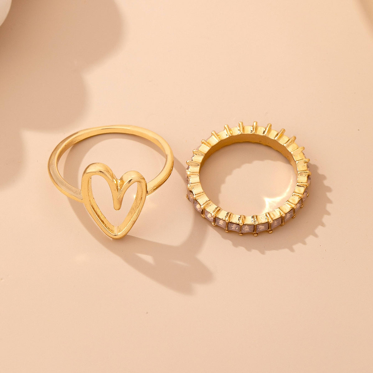 Baguette Crystal Heart Open Ring