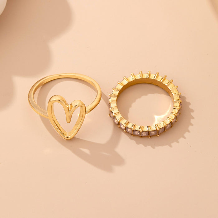 Baguette Crystal Heart Open Ring