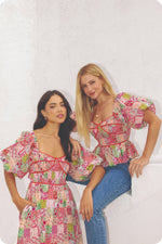 Contrast Piping Floral Blouse