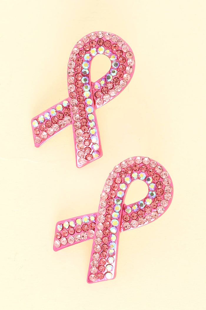 Breast Cancer Awareness Pink Ribbon Earrings