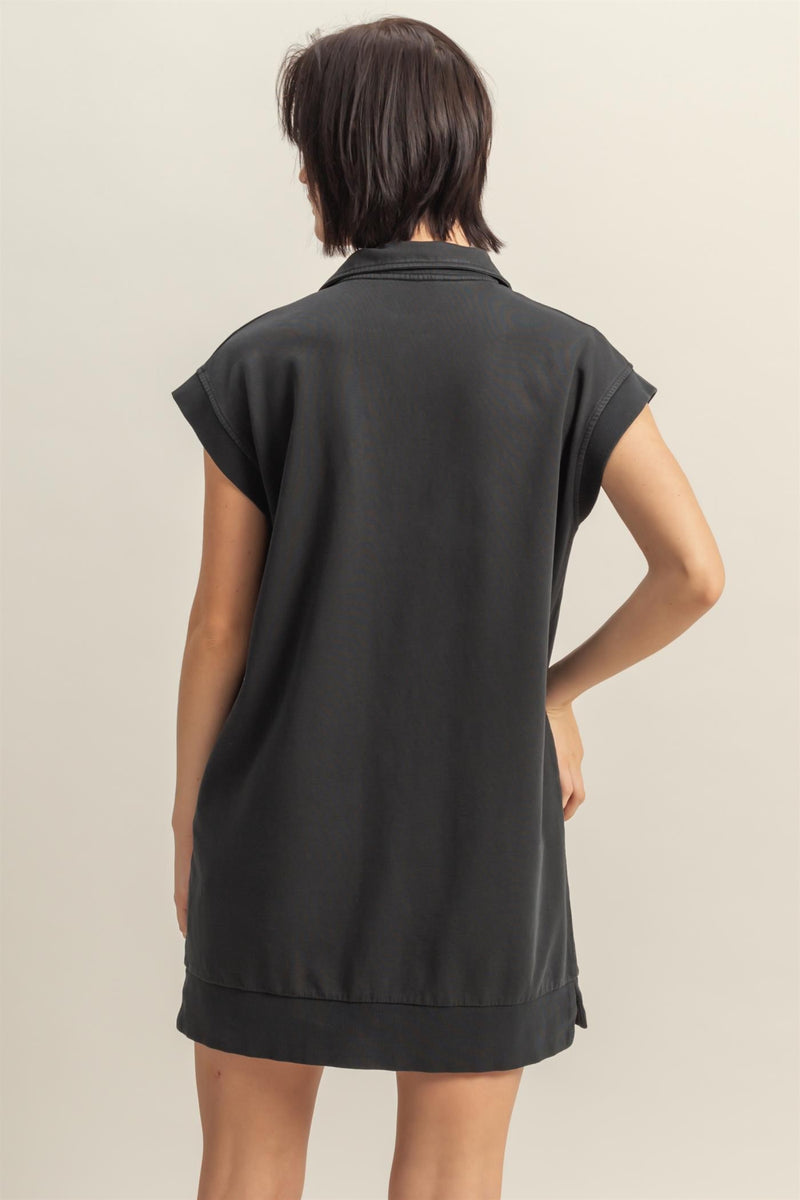 Half Zip Up Mock Neck Mini Dress