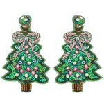 Christmas Tree Sequins Embroidered Earrings