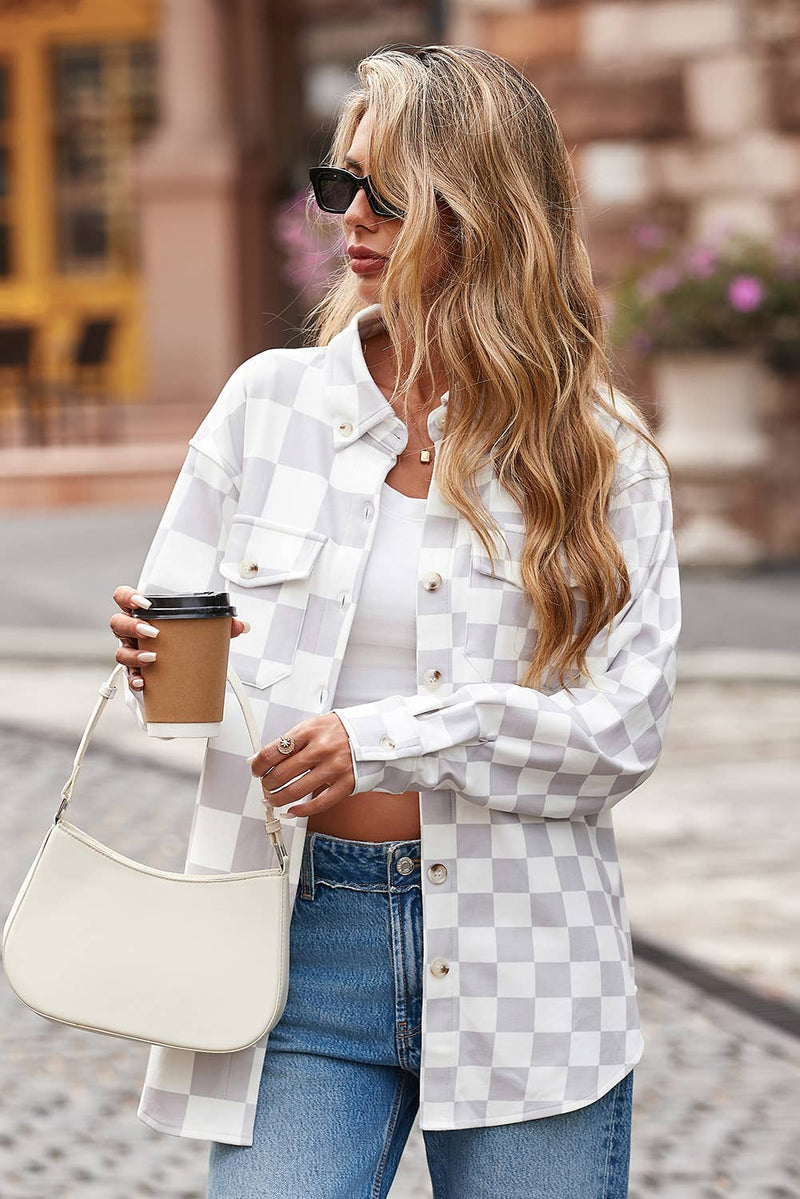 Checkmate Charm Lightweight Button-Up Jacket