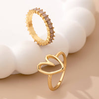 Baguette Crystal Heart Open Ring