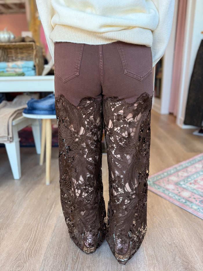 Brown Lace Jeans