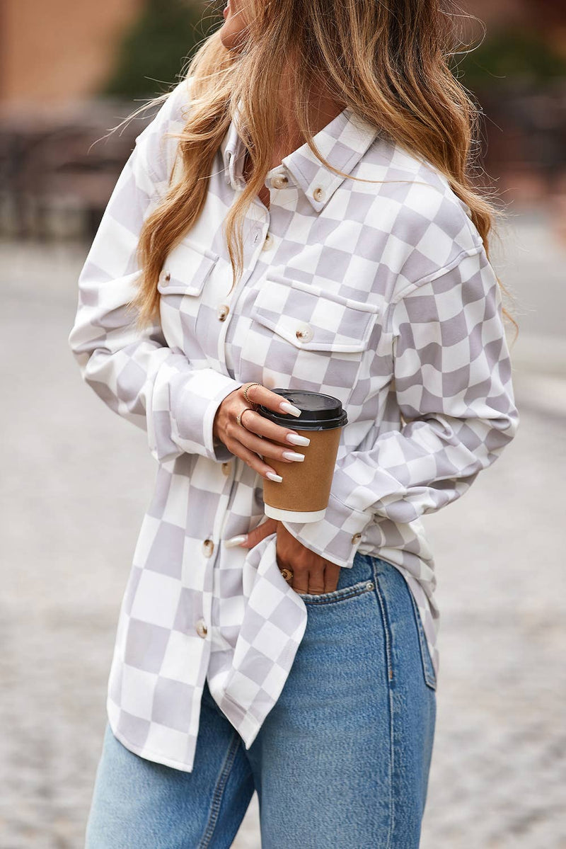 Checkmate Charm Lightweight Button-Up Jacket