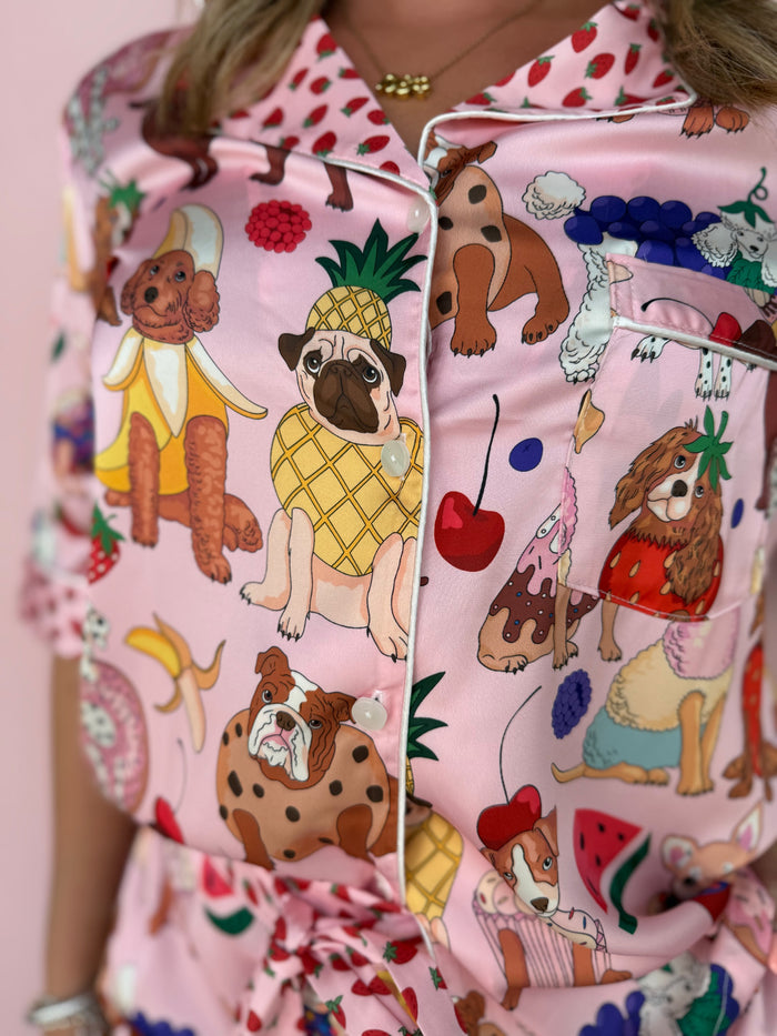 Silly Dog Satin PJ Set