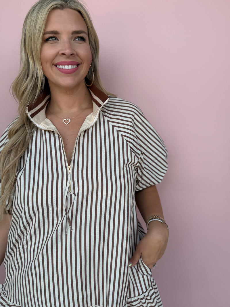 The Savannah Stripe Ruffle Dress