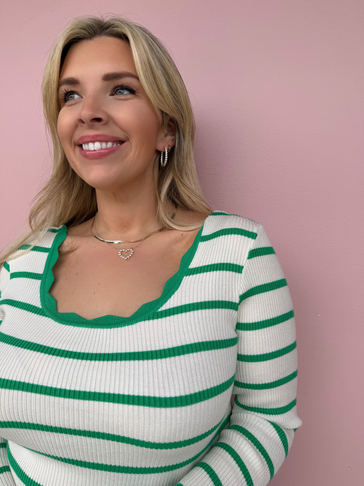 Lucky Charm Scallop Knit Top