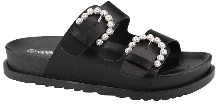 Black Pearl Buckle Sandals