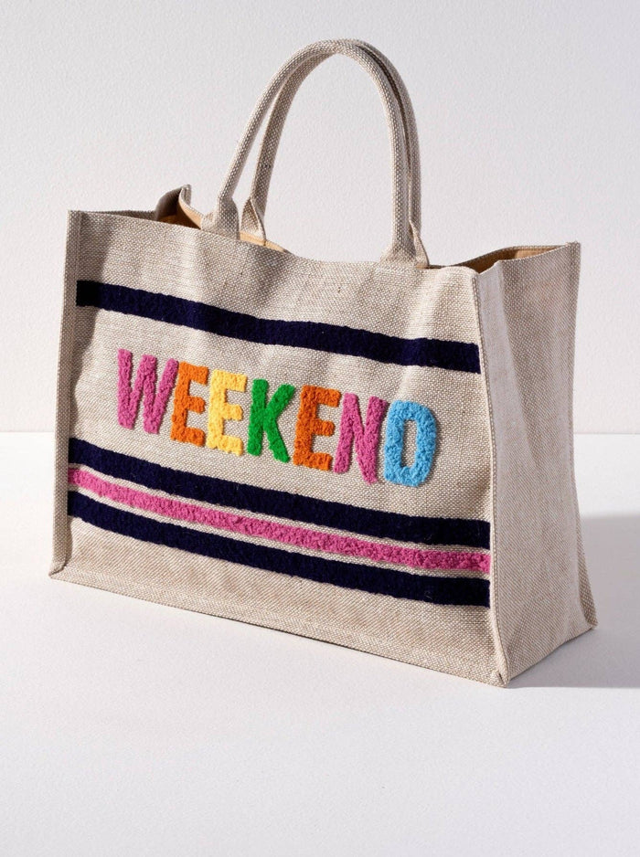 "WEEKEND" BEACH BAG, NATURAL