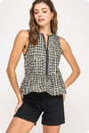 Scallop Print Sleeveless Blouse
