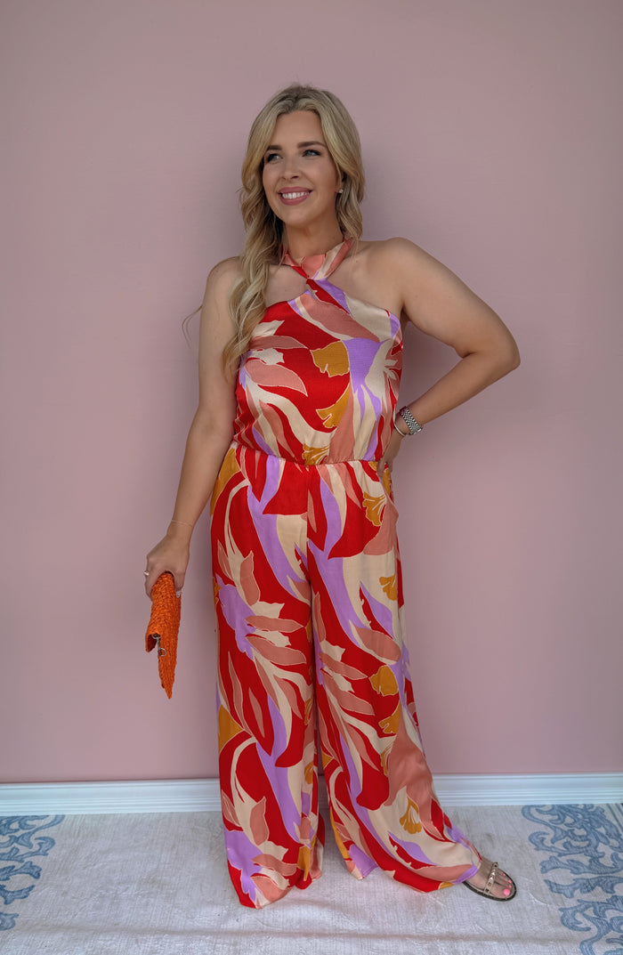 Coastal Dream Satin Halter Jumpsuit