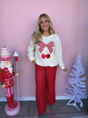 Cherry Picnic Bow Knit Sweater