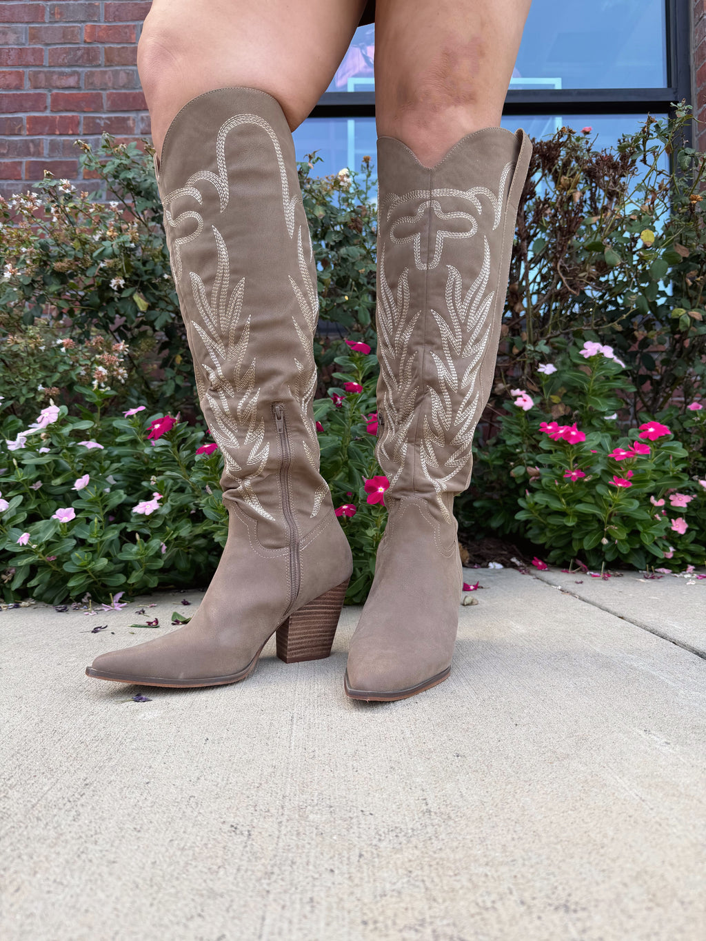 Bronco Knee-High Boots in Dark Taupe