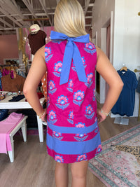 Pink & Periwinkle Floral Shift Mini Dress