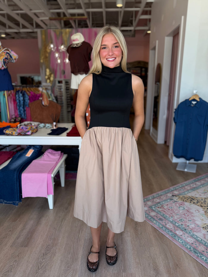 City Society Colorblock Midi Dress