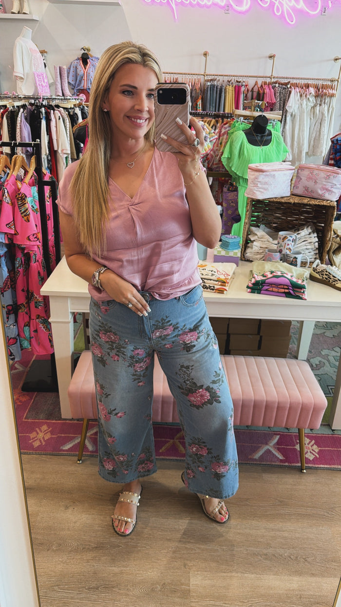 Petals & Denim Crop Jeans