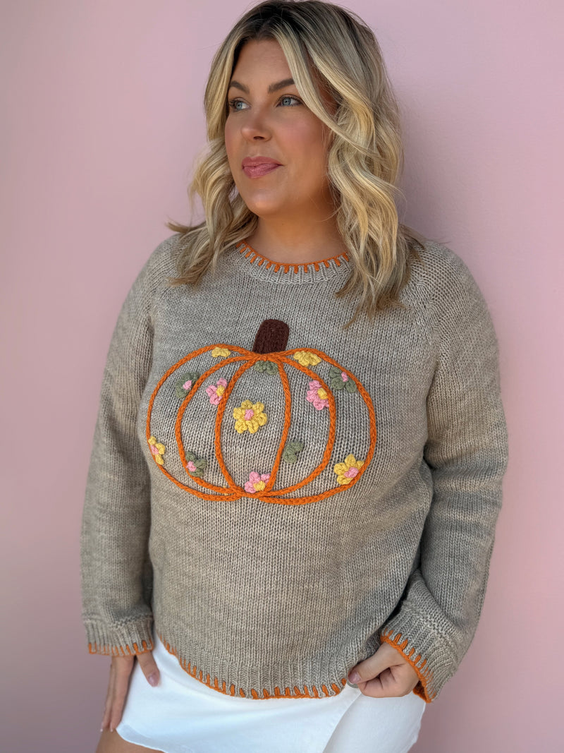 Harvest Blooms Pumpkin Sweater