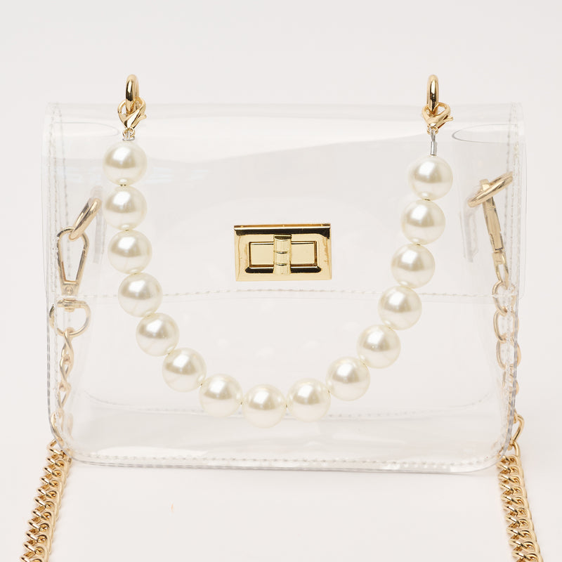 The Audrey in Pearl Clear Bag