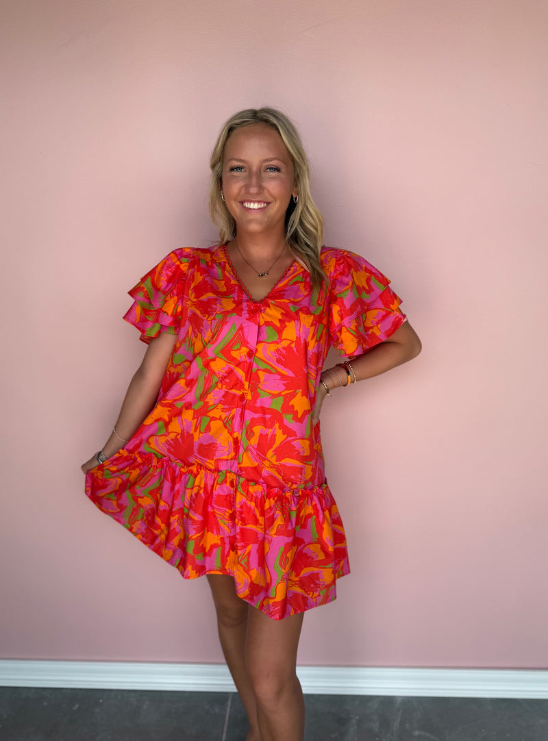 Katie Ruffled Sleeve Dress