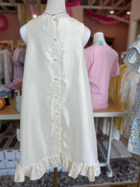 Sleeveless Taffeta Pearl Button Mini Dress