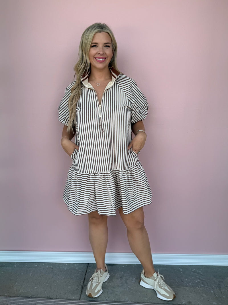 The Savannah Stripe Ruffle Dress