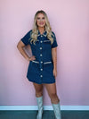 Rhinestone Trim Denim Dress