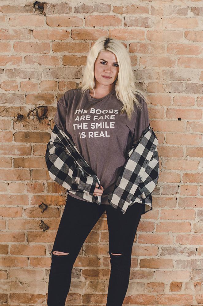 Boobs Are Fake, Smile is Real Graphic Tee