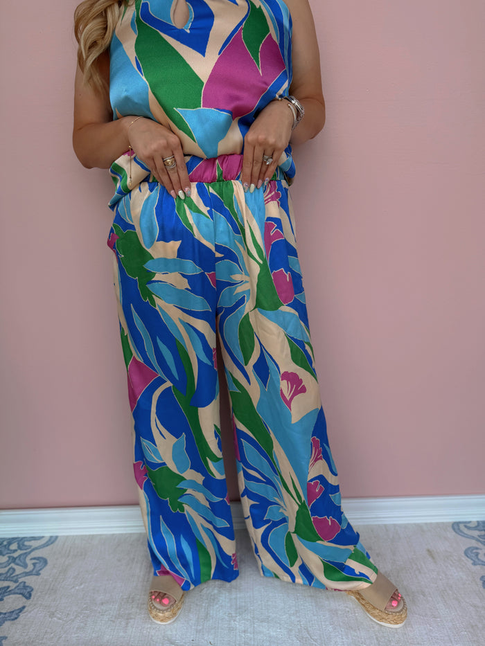 Coastal Dream Satin Wide Leg Pants