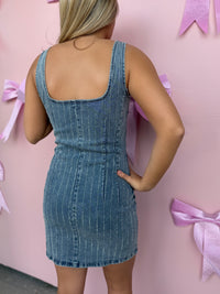 Starlit Stitch Denim Dress