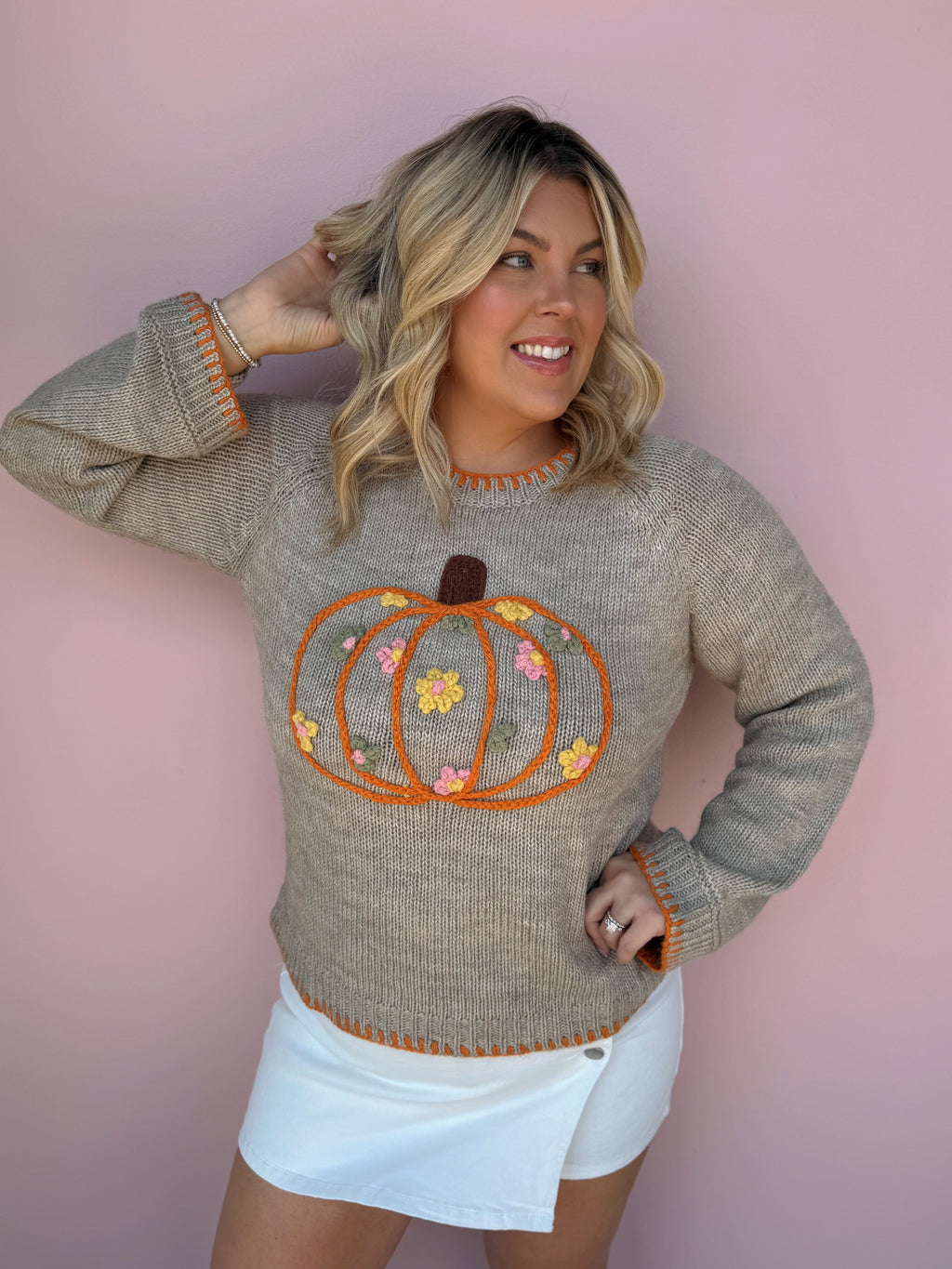 Harvest Blooms Pumpkin Sweater