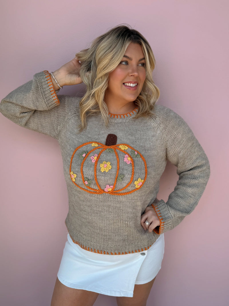 Harvest Blooms Pumpkin Sweater