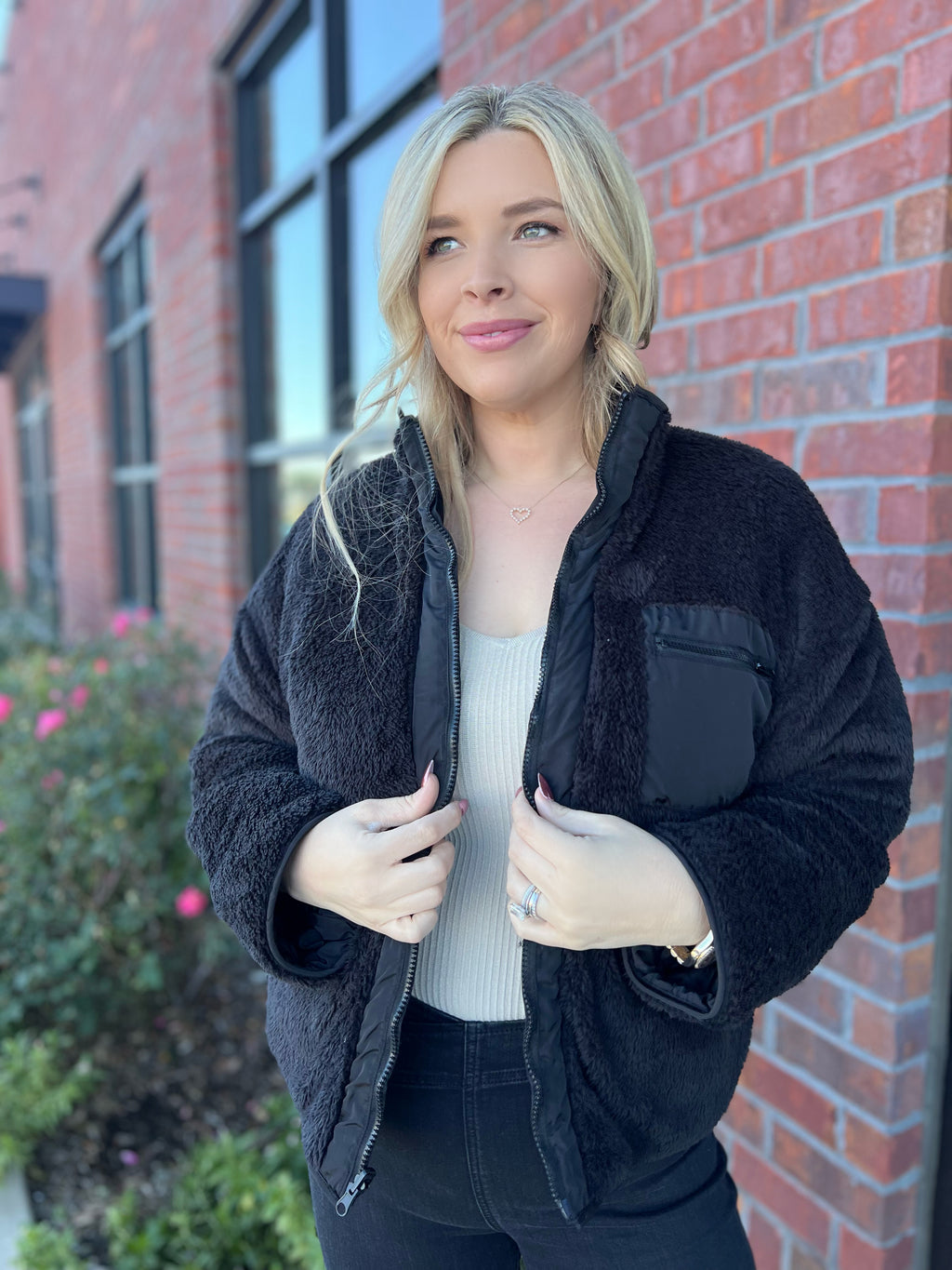 Faux Fur Black Puffer Jacket