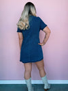 Rhinestone Trim Denim Dress