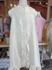 Sleeveless Taffeta Pearl Button Mini Dress