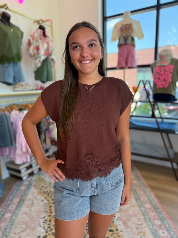Lace & Leisure Top - Mocha