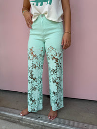 Seafoam Statement Lace Jeans