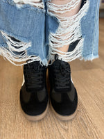 Black Sneakers with White Stripe