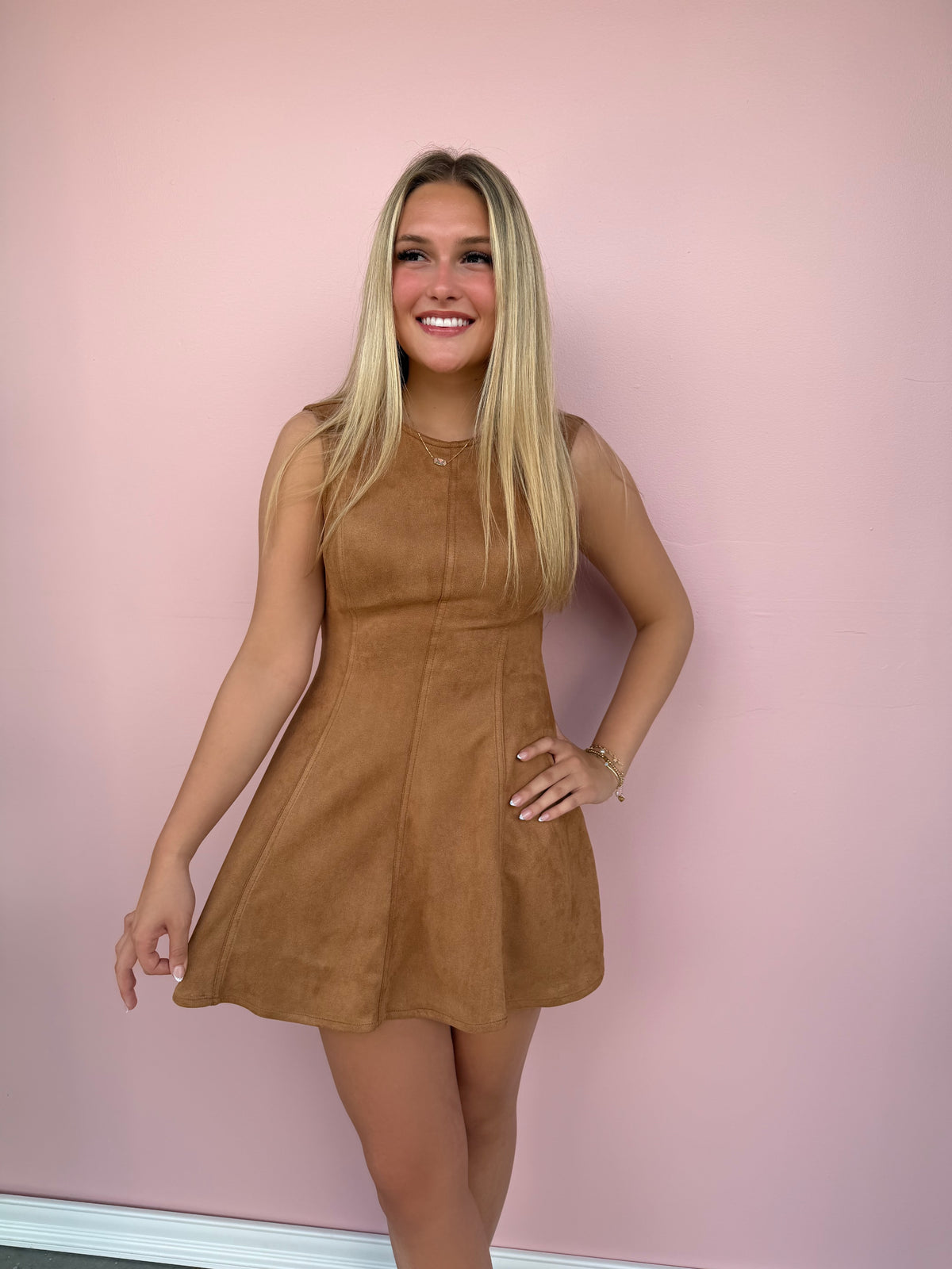 Mocha Mirage Open-Back Dress