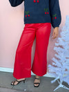Holly Jolly Faux Leather Flare Pants