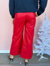Holly Jolly Faux Leather Flare Pants