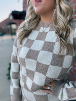 Checkerboard Knit Sweater Set